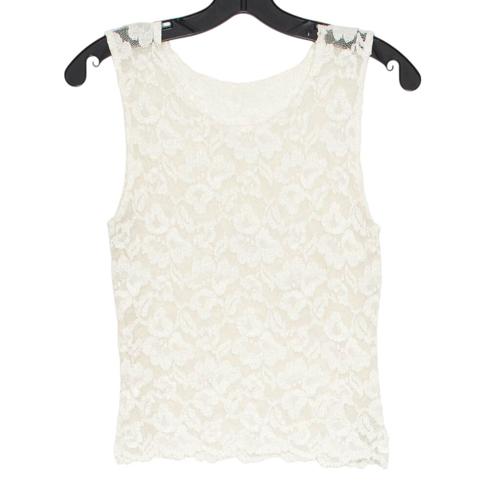 Vintage Ann Taylor Tank Top Lace Coquette Cottage Y2K Romantic Fairy Cream Large